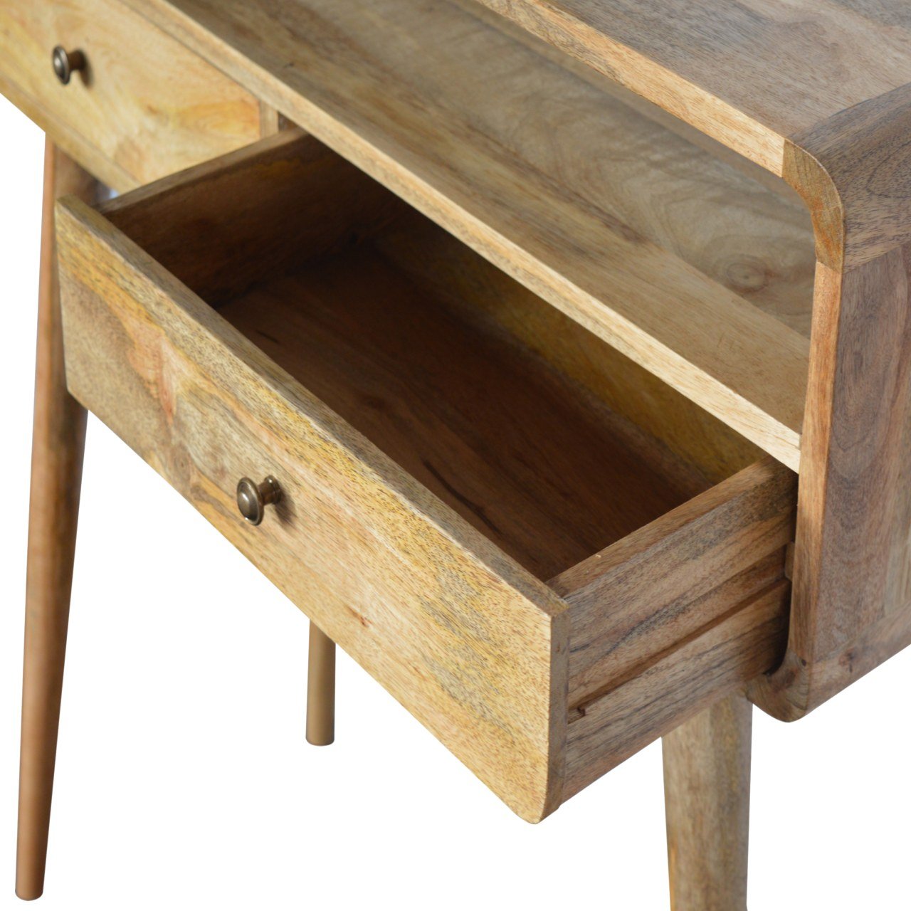 Curved Warm Oak Console Table product view 4 by Eversby Home