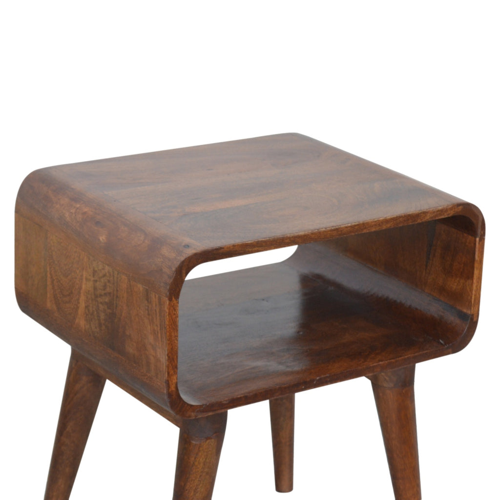 Curved Open Chestnut Bedside Table product view 4 by Eversby Home