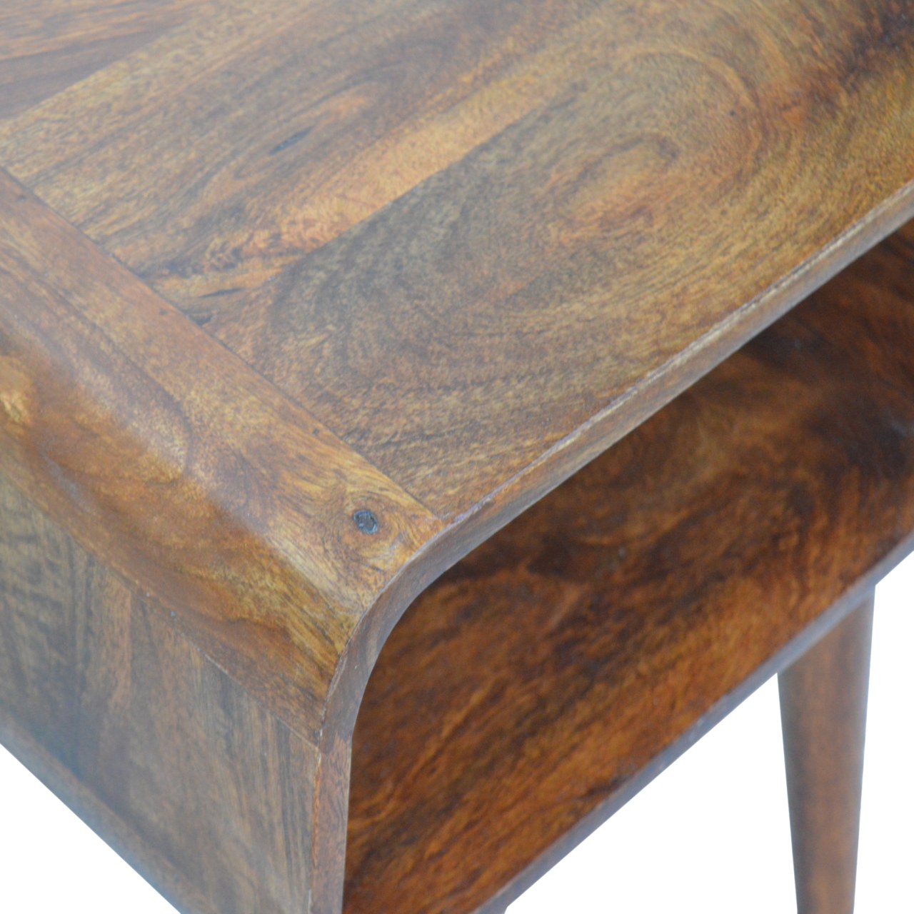 Curved Open Chestnut Bedside Table product view 7 by Eversby Home