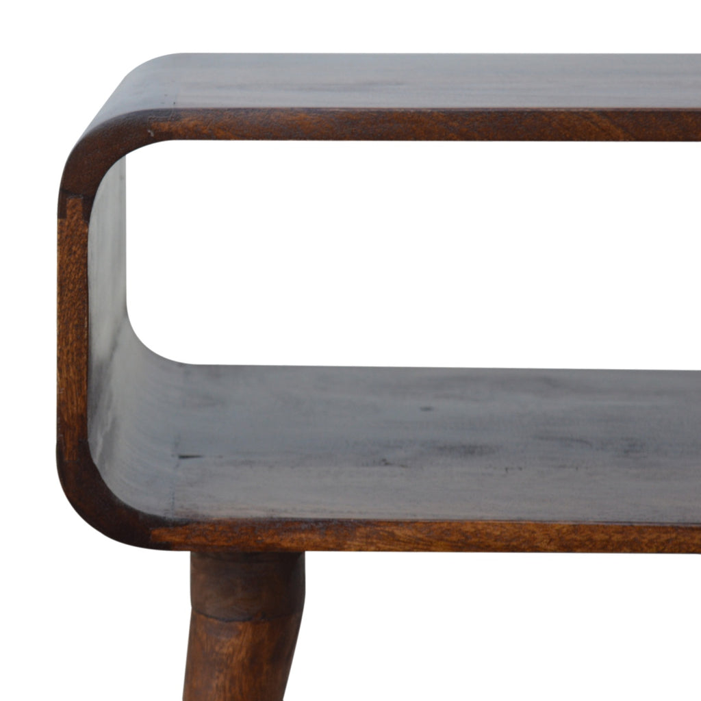 Curved Open Chestnut Bedside Table product view 5 by Eversby Home