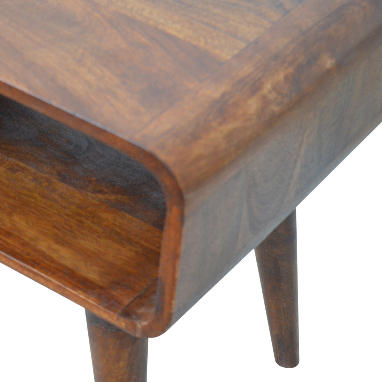 Curved Open Chestnut Bedside Table product view 8 by Eversby Home