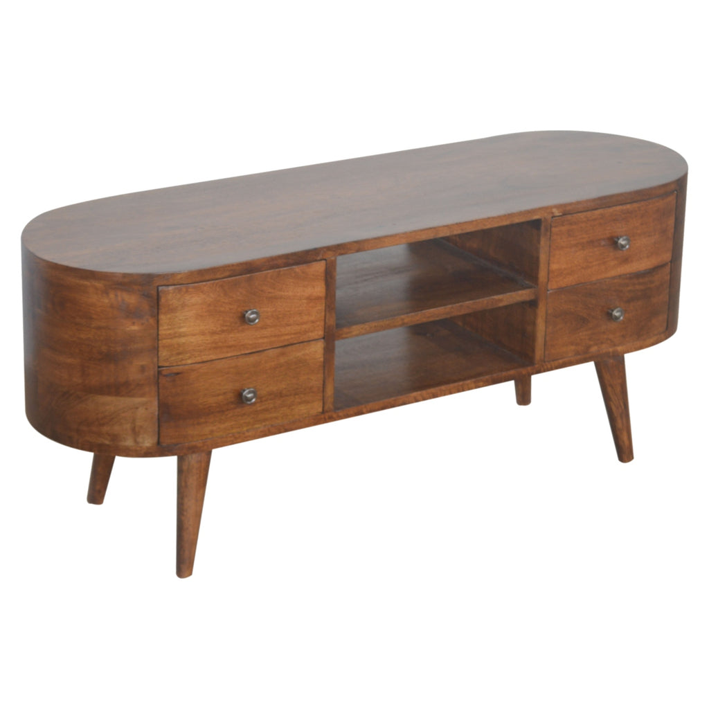 Chestnut Rounded TV Media Unit product view 3 by Eversby Home
