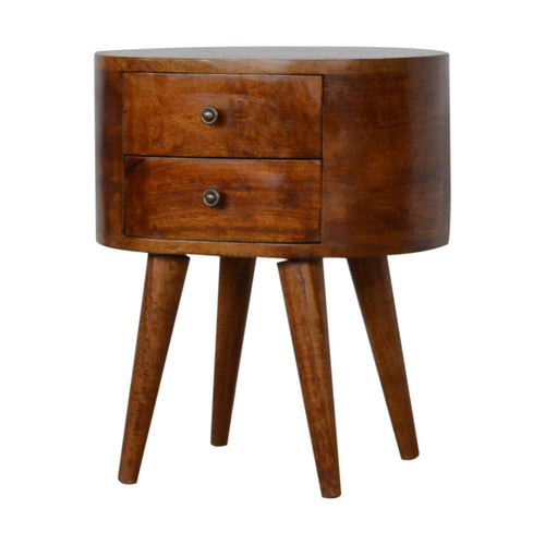 Chestnut Rounded Bedside Table product view 2 by Eversby Home