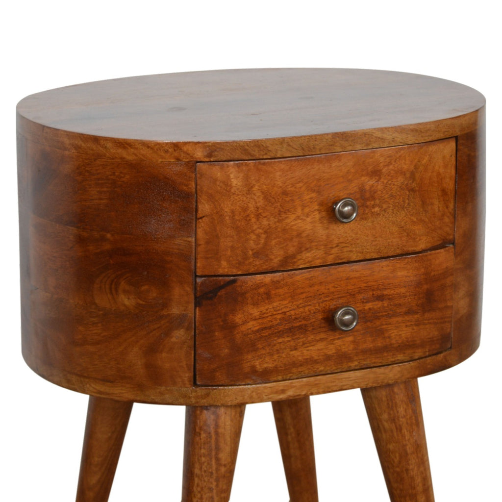 Chestnut Rounded Bedside Table product view 6 by Eversby Home
