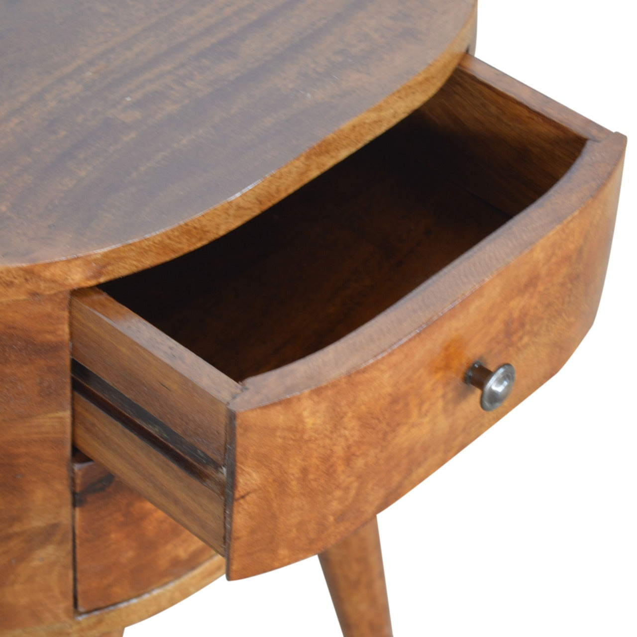 Chestnut Rounded Bedside Table product view 3 by Eversby Home