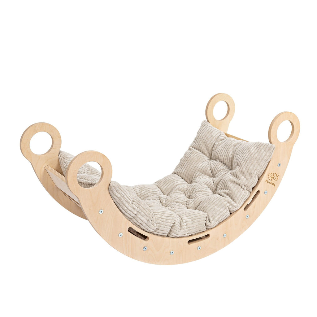 Eversby Edit — Wooden Rocker with Pillow — Beige