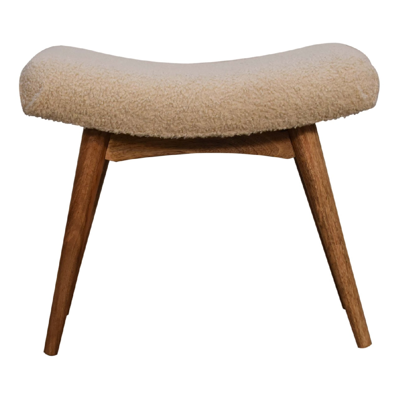 Boucle cream curved bench